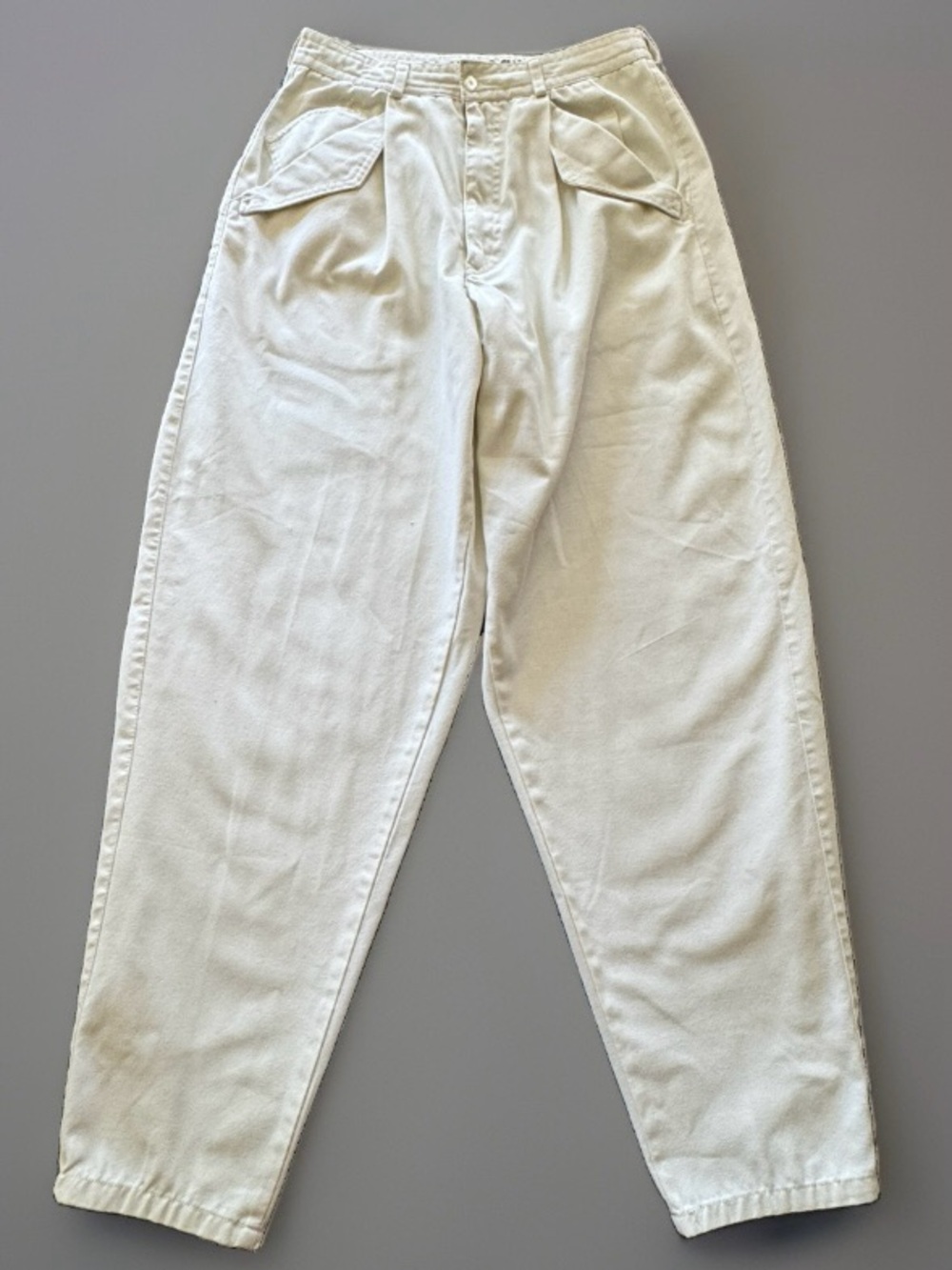 Vintage Bugle Boy Balloon Pants 7/8 High Rise Pleated Flap Pocket Cream